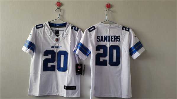 Womens Detroit Lions #20 Barry Sanders White Vapor Stitched Jersey->women nfl jersey->Women Jersey